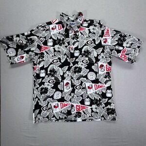 Reyn Spooner Georgia Bulldogs Mens M Black Excellent Vintage Hawaiian Shirt